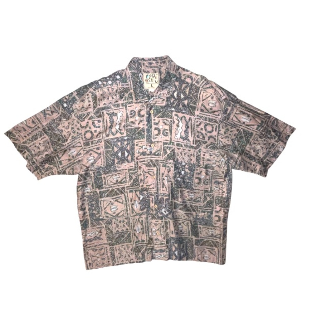 Vintage Code Bleu Short Sleeve Button Down Camp Shirt Pink Size Large